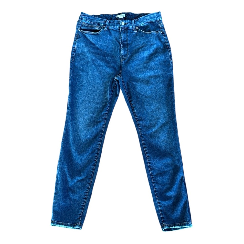 Good American High Waist Cropped Ankle Blue Jeans GLDV504T Indigo 437 Size 16